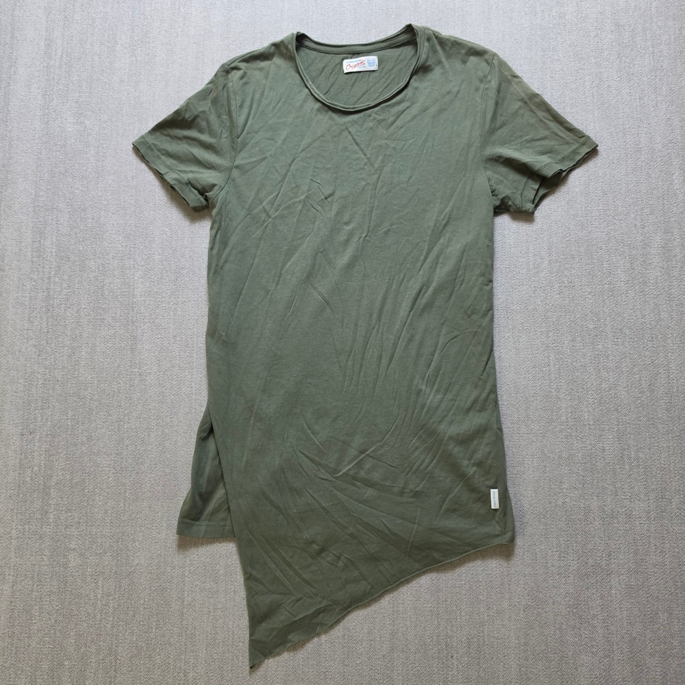 Jack & Jones T-Shirt Womens S Green Asymmetrical Hem Originals Short Sleeve